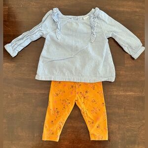 Carter's Blue Striped Baby Girls Top and Pants Set